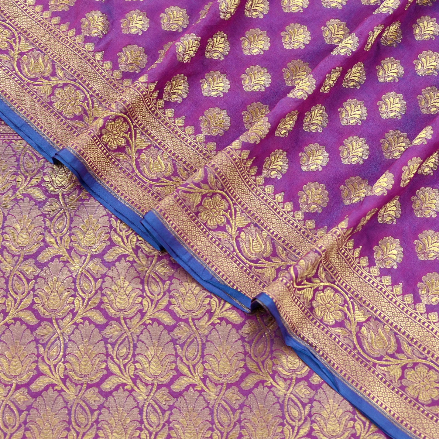 Vintage Heavy Sari Purple Hand Woven Kanjivaram Artificial Silk Sarees Zari 5Yd Floral Craft Fabric Dress making Crafting Quilting