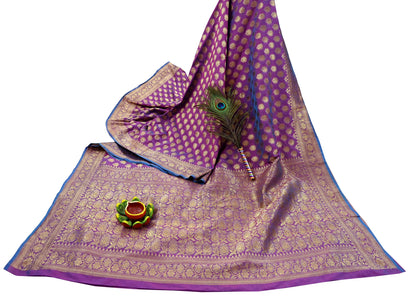 Vintage Heavy Sari Purple Hand Woven Kanjivaram Artificial Silk Sarees Zari 5Yd Floral Craft Fabric Dress making Crafting Quilting