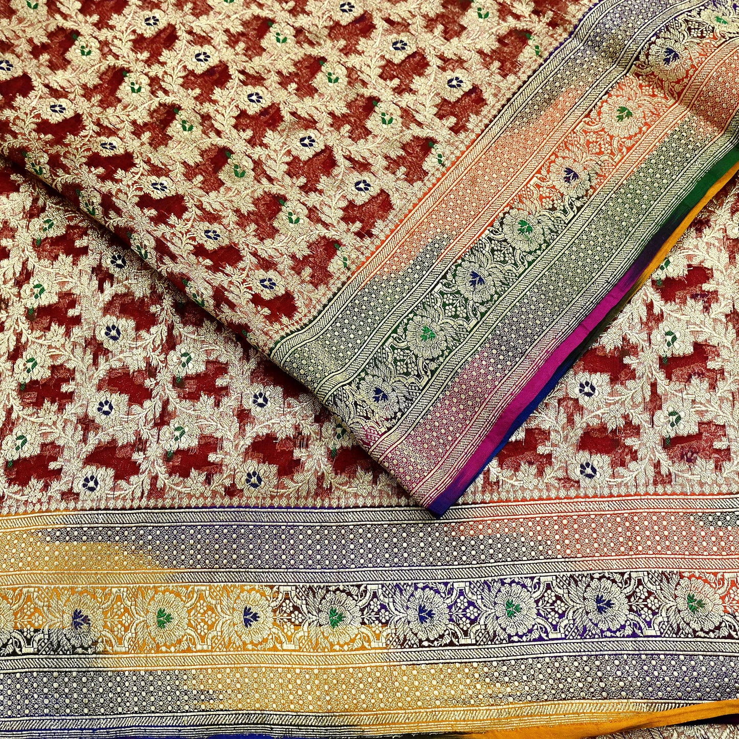 Indian Vintage Sari Heavy Maroon Pure Organza Silk Woven Brocade Banarasi Sarees Zari 5Yd Ethnic Fabric Dress Making Wedding Sarees