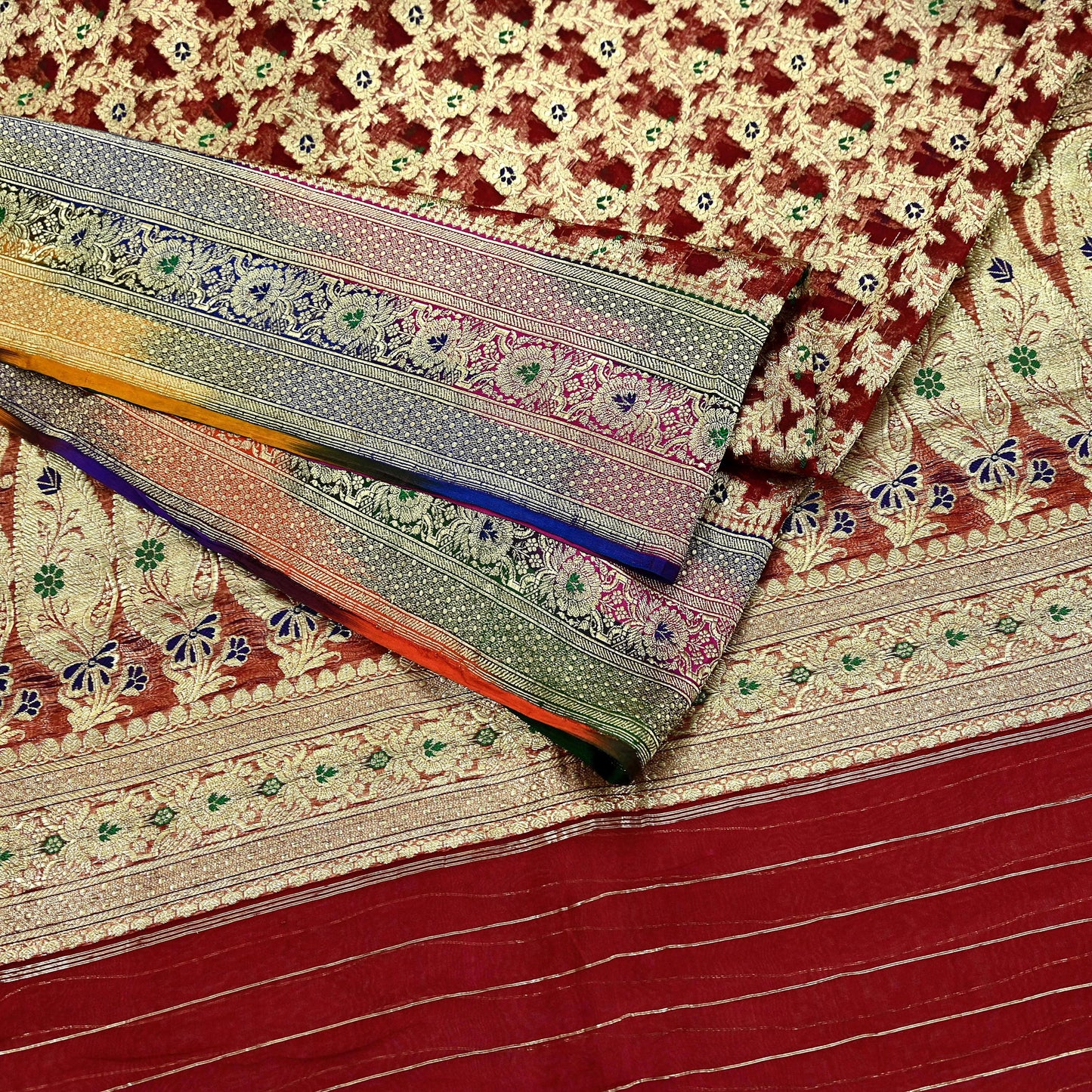 Indian Vintage Sari Heavy Maroon Pure Organza Silk Woven Brocade Banarasi Sarees Zari 5Yd Ethnic Fabric Dress Making Wedding Sarees