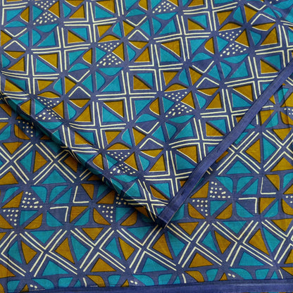 Indian Vintage Sari Green & Gray Pure Silk Printed Sarees Craft Fabric 5yd Sewing Dress Making Floral Crafting Quilting Upcycle Used