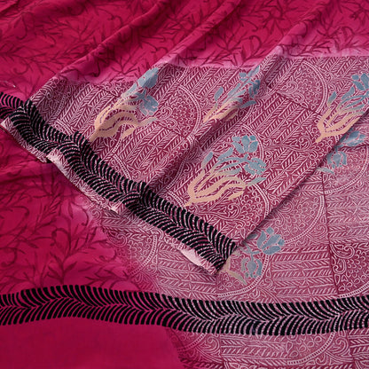 Indian Vintage Sari Pink Pure Crepe Silk Printed Saree 5yd Sewing Craft Fabric Abstract Soft Wrap Dress Making Quilting Crafting