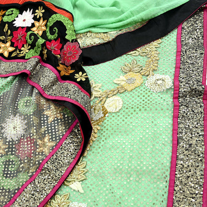 Indian Vintage Sari Pure Georgette Silk/Net Hand Beaded Sarees Fabric 6Yd Sewing Ethnic Dress making Quilting Bollywood