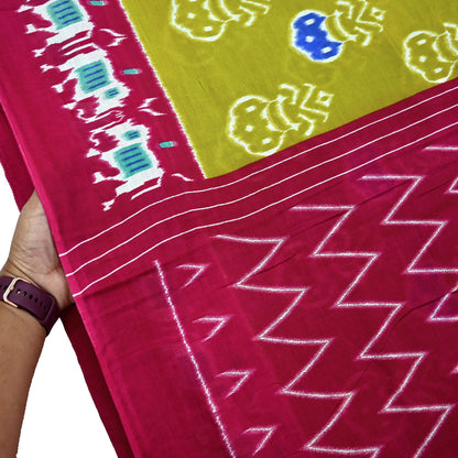 Indian Vintage Sari Pink & Green Printed 100% Pure Cotton Sarees Craft Fabric 5Yd Soft Sewing Sarong Wrap Floral Boho Quilting Crafting Used