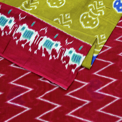 Indian Vintage Sari Pink & Green Printed 100% Pure Cotton Sarees Craft Fabric 5Yd Soft Sewing Sarong Wrap Floral Boho Quilting Crafting Used