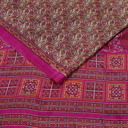 Indian Vintage Purple & Ivory Moss Crepe Saree Printed Floral Sari Fabric 6 Yards Soft Craft Fabric Sewing, Dressmaking, Quilting,Upcycling