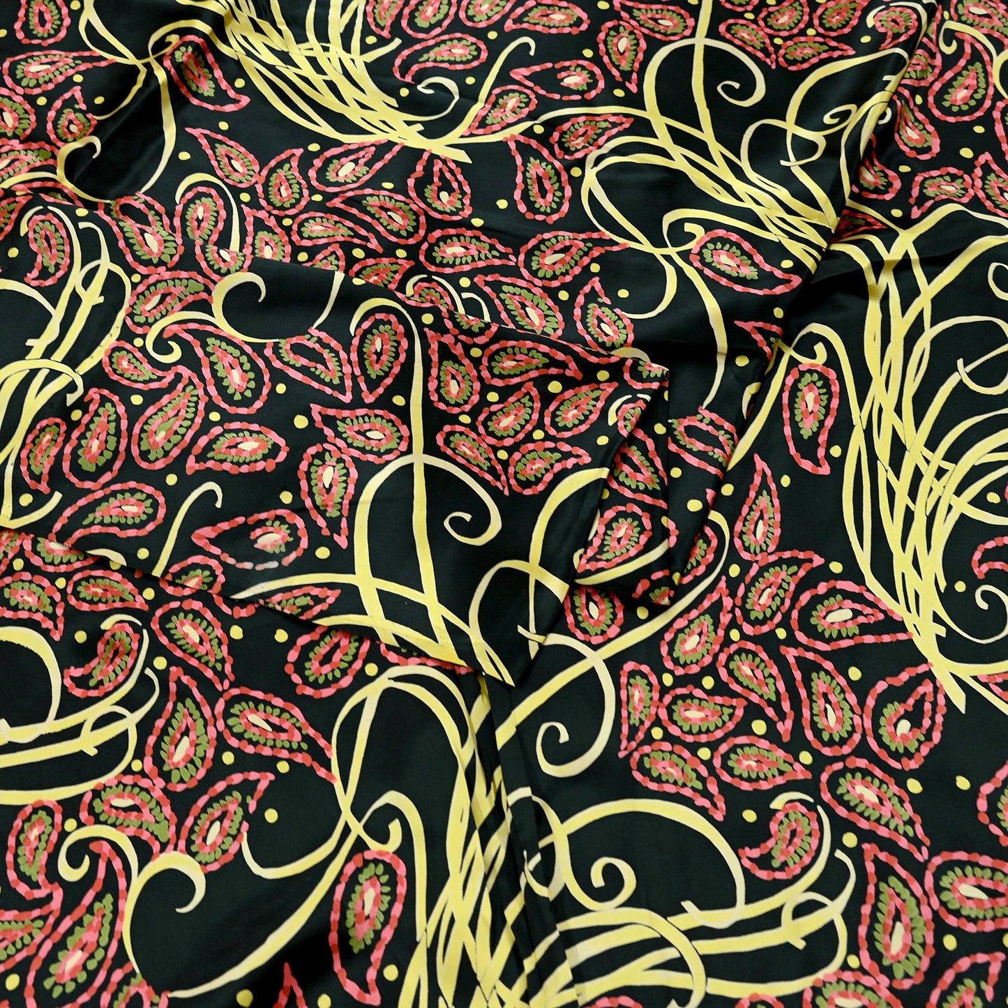 Indian Vintage Saree Black Satin Printed Sari 6yd Sewing Floral Soft Craft Fabric Dressmaking For Crafting Quilting Upcycle
