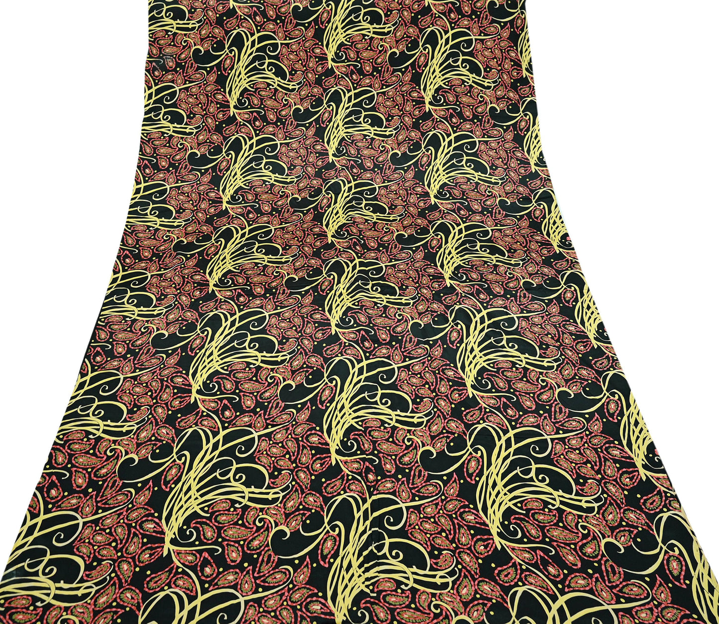 Indian Vintage Saree Black Satin Printed Sari 6yd Sewing Floral Soft Craft Fabric Dressmaking For Crafting Quilting Upcycle