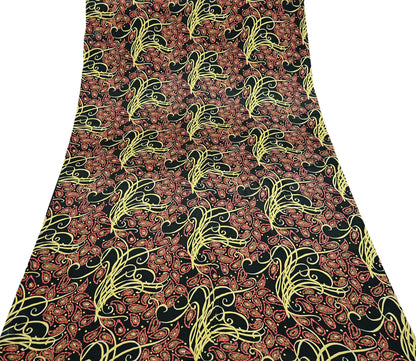 Indian Vintage Saree Black Satin Printed Sari 6yd Sewing Floral Soft Craft Fabric Dressmaking For Crafting Quilting Upcycle