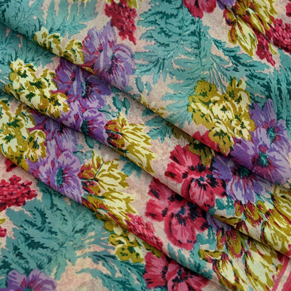 Indian Vintage Sari Green Pure Georgette Silk Printed Sarees Craft Fabric Sewing 5Yd Soft Sari Dress Making Crafting Quilting Upcycle