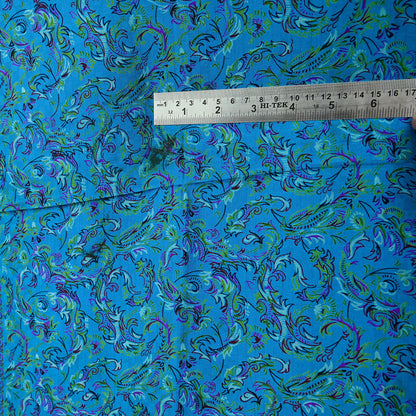 Indian Vintage Saree Blue Pure Silk Printed Sari 5yd Craft Fabric Sewing Floral Soft Wrap Sarong Quilting Used Dress making Quilting Upcycle