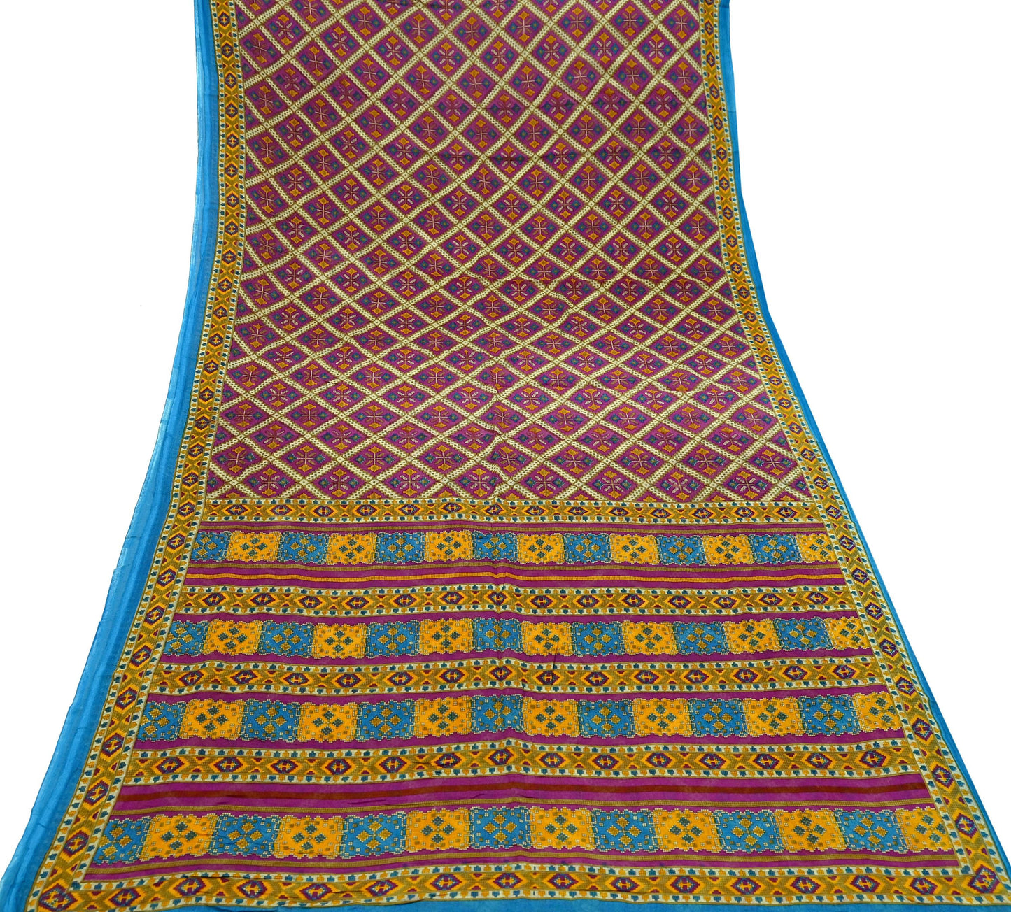 Indian Vintage Sari Purple Printed Pure Cotton Sarees Fabric Floral 5Yd Sarong Wrap Boho Fabric Kimono Dress making Crafting