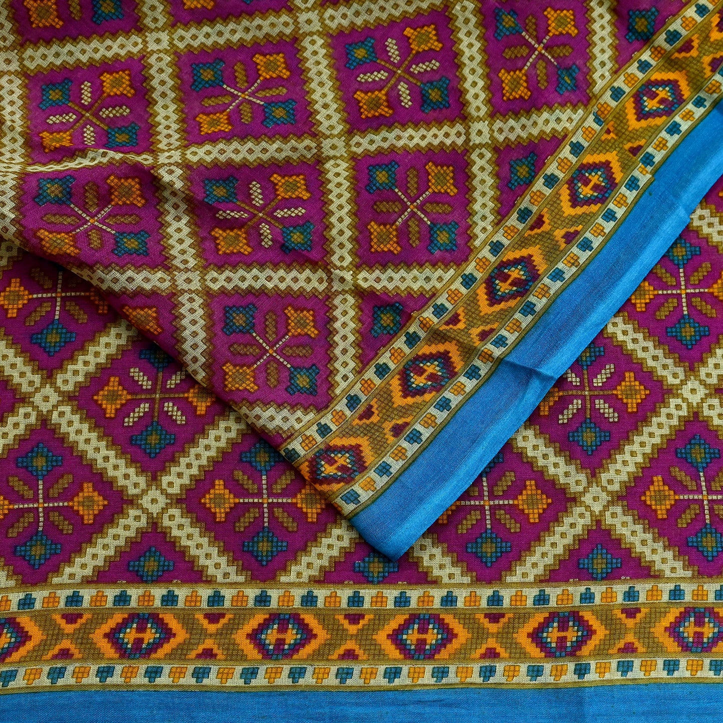 Indian Vintage Sari Purple Printed Pure Cotton Sarees Fabric Floral 5Yd Sarong Wrap Boho Fabric Kimono Dress making Crafting