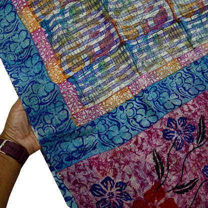 Women Vintage Sari Multi Pure Georgette Silk Printed Saree Craft Fabric Sewing 5Yard Soft Light Dress Making Floral Dress making Crafting