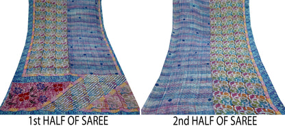 Women Vintage Sari Multi Pure Georgette Silk Printed Saree Craft Fabric Sewing 5Yard Soft Light Dress Making Floral Dress making Crafting