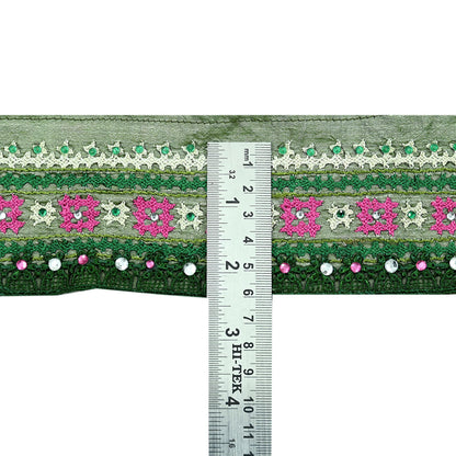 Indian Vintage Sari Border Pure Silk Hand Embroidered crosia 1yd Craft Trim Lace Sewing Sari Ribbon Recycled Dress making Crafting Quilting