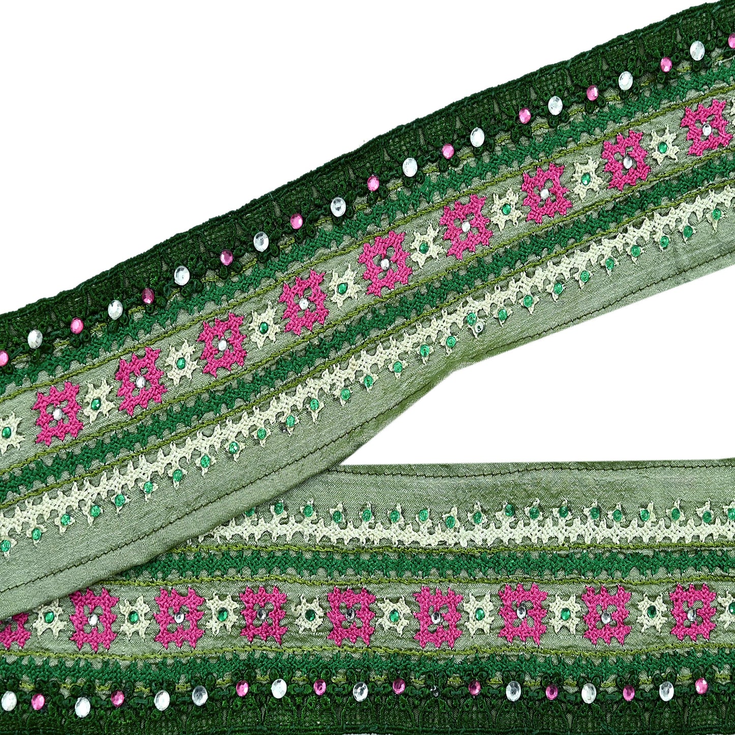 Indian Vintage Sari Border Pure Silk Hand Embroidered crosia 1yd Craft Trim Lace Sewing Sari Ribbon Recycled Dress making Crafting Quilting