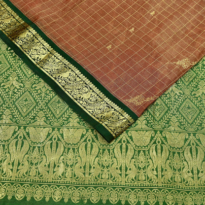 Indian Vintage Heavy Kanjivaram Saree 100% Pure Silk Sari Metallic Zari 5Yd Floral Crafting Dress making Ethnic Peacock Fringes