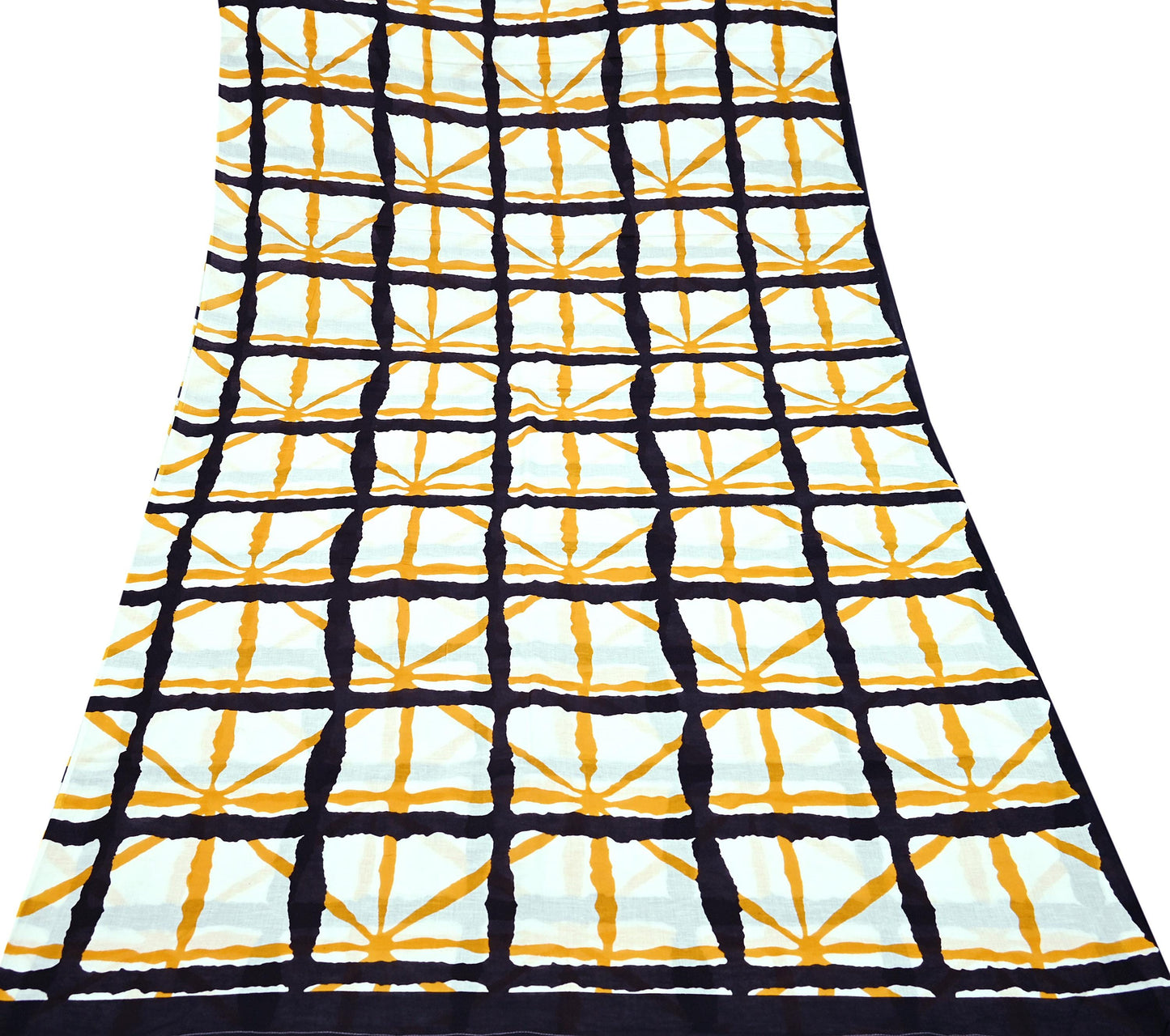 Indian Vintage Sari White Printed Pure Cotton Sarees Craft Fabric 5Yd Sewing Sarong Wrap Boho Paisley Dress making Quilting Crafting