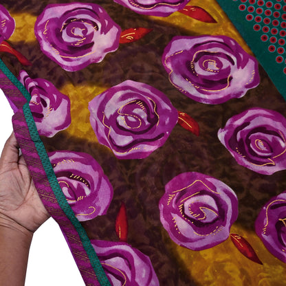 Indian Vintage Multi Saree Georgette Digital Printed Sari Sewing 6yard Craft Soft Crafting Dress Making