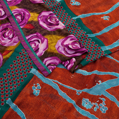 Indian Vintage Multi Saree Georgette Digital Printed Sari Sewing 6yard Craft Soft Crafting Dress Making