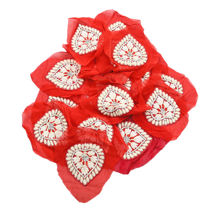 Indian Vintage Embroidered Orange Pure Georgette Silk set-3 Pcs Applique VERY OLD ANTIQUE Snippets Remnants Craft Journals