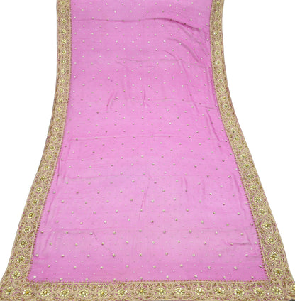 Indian Vintage Pink Dupatta Pure Georgette silk Long Stole Hand Embroidered Scarves Stole Veil Wrap Sequins Dabka/ Zardozi