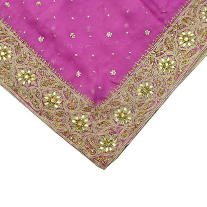 Indian Vintage Pink Dupatta Pure Georgette silk Long Stole Hand Embroidered Scarves Stole Veil Wrap Sequins Dabka/ Zardozi
