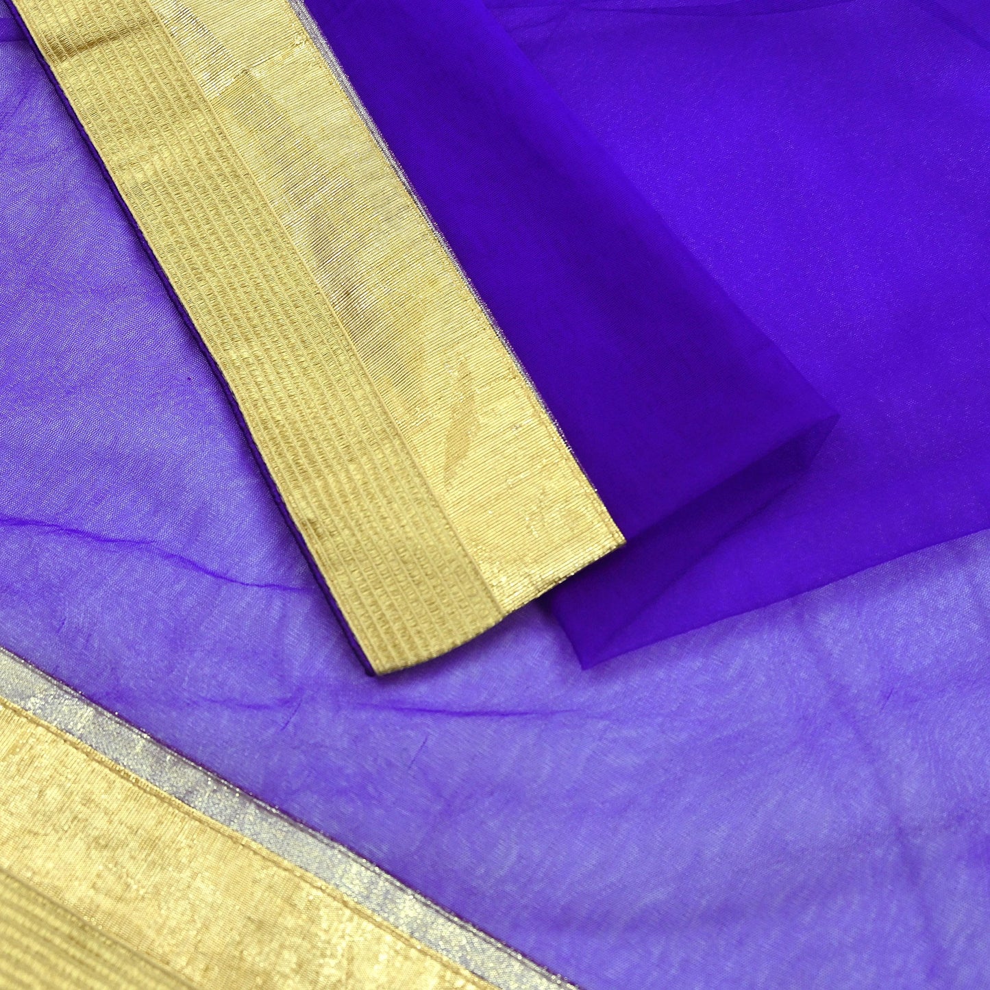 Indian Vintage Blue Dupatta Net Mesh Long Stole Hand Embroidered Scarves Golden Zardozi Zari Sequins Stole