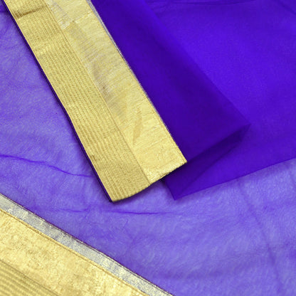 Indian Vintage Blue Dupatta Net Mesh Long Stole Hand Embroidered Scarves Golden Zardozi Zari Sequins Stole