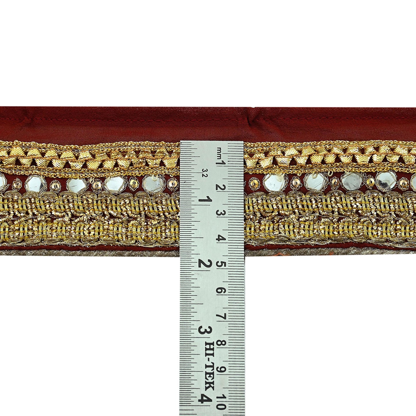 Indian Vintage Maroon Sari Border Hand Embroidered Craft Trim Lace Sewing Pure Georgette Silk Ribbon Recycled Zardozi