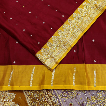 Indian Vintage Heavy Wedding Saree Pure Satin Silk Hand Embroidered Banarsi Brocade Sari Zari/Zardozi/Dabka 5Yd Dressmaking