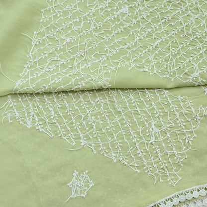 Indian Vintage Dupatta Green Long Stole Cotton Handmade Chikankari Scarves Veil Scarf Wrap Hippie Boho Soft
