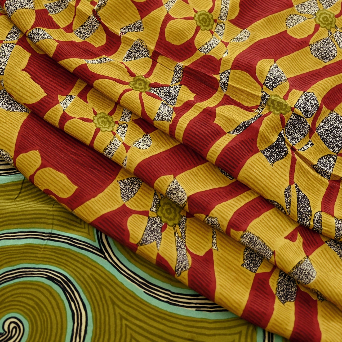 Indian Vintage Sari Multi Pure Crepe Silk Printed Saree 5yard Sewing Craft Fabric Wrap Dressmaking Crafting Upcycle Quilting Abstract