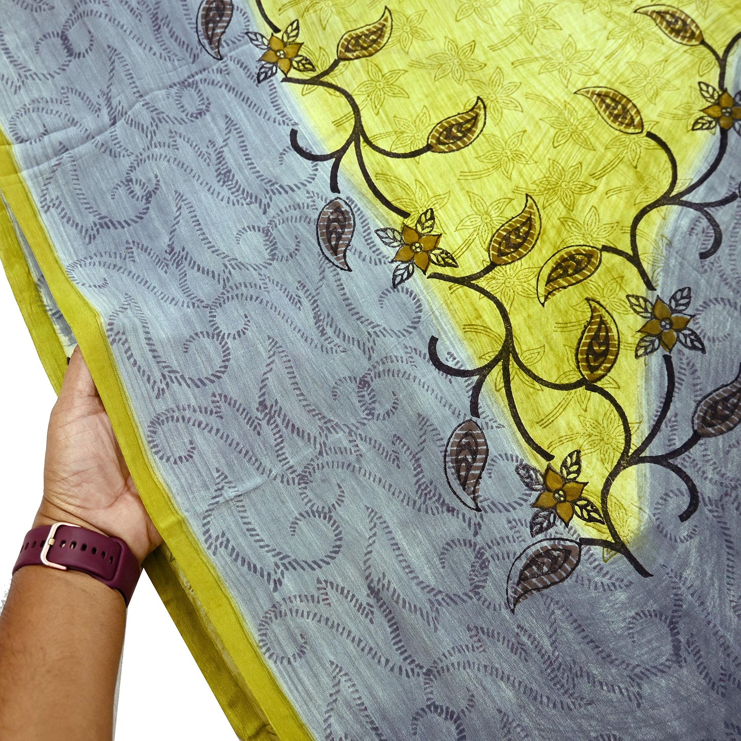 Indian Vintage Sari Green & Gray Pure Crepe Silk Printed Sarees 5yd Sewing Soft Craft Fabric Wrap Upcycle Quilting Crafting Dress making