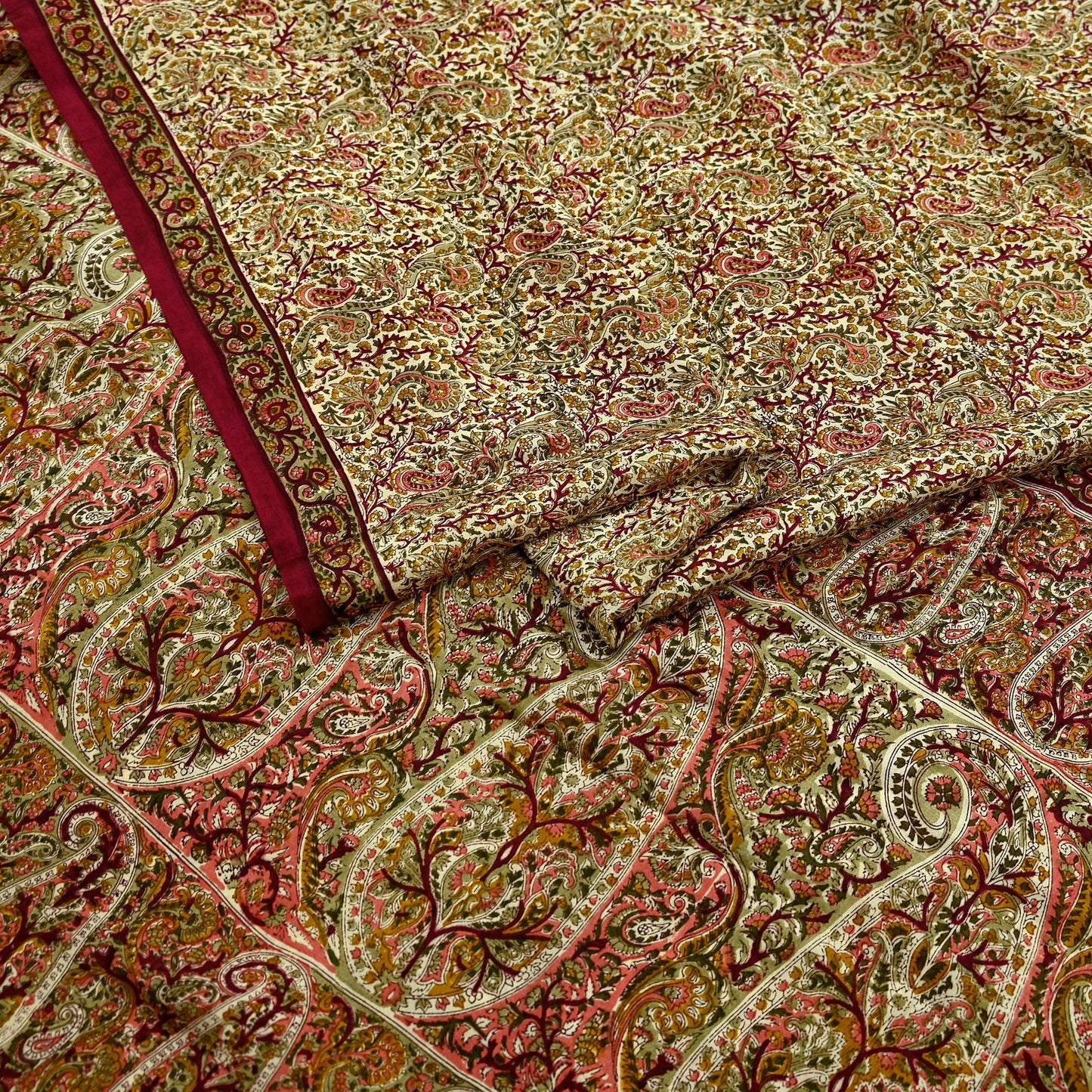 Indian Vintage Sari Beige Pure Silk Printed Saree 6Yards Soft Floral Fabric for Dressmaking, Quilting, Crafting, Sewing, Dress Making