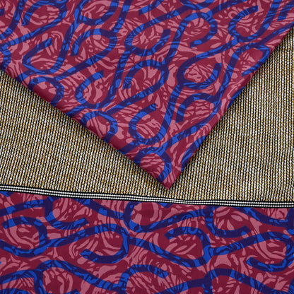 Indian Vintage Sari Pink & Blue Artificial silk Printed Sarees 5yd Craft Fabric Sewing Floral Soft Dress making Quilting Crafting Upcycle