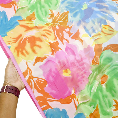 Women Vintage Sari Multi Pure Georgette Silk Printed Saree Craft Fabric Sewing 6Yard Soft Light Dress Making Floral Dress making Crafting