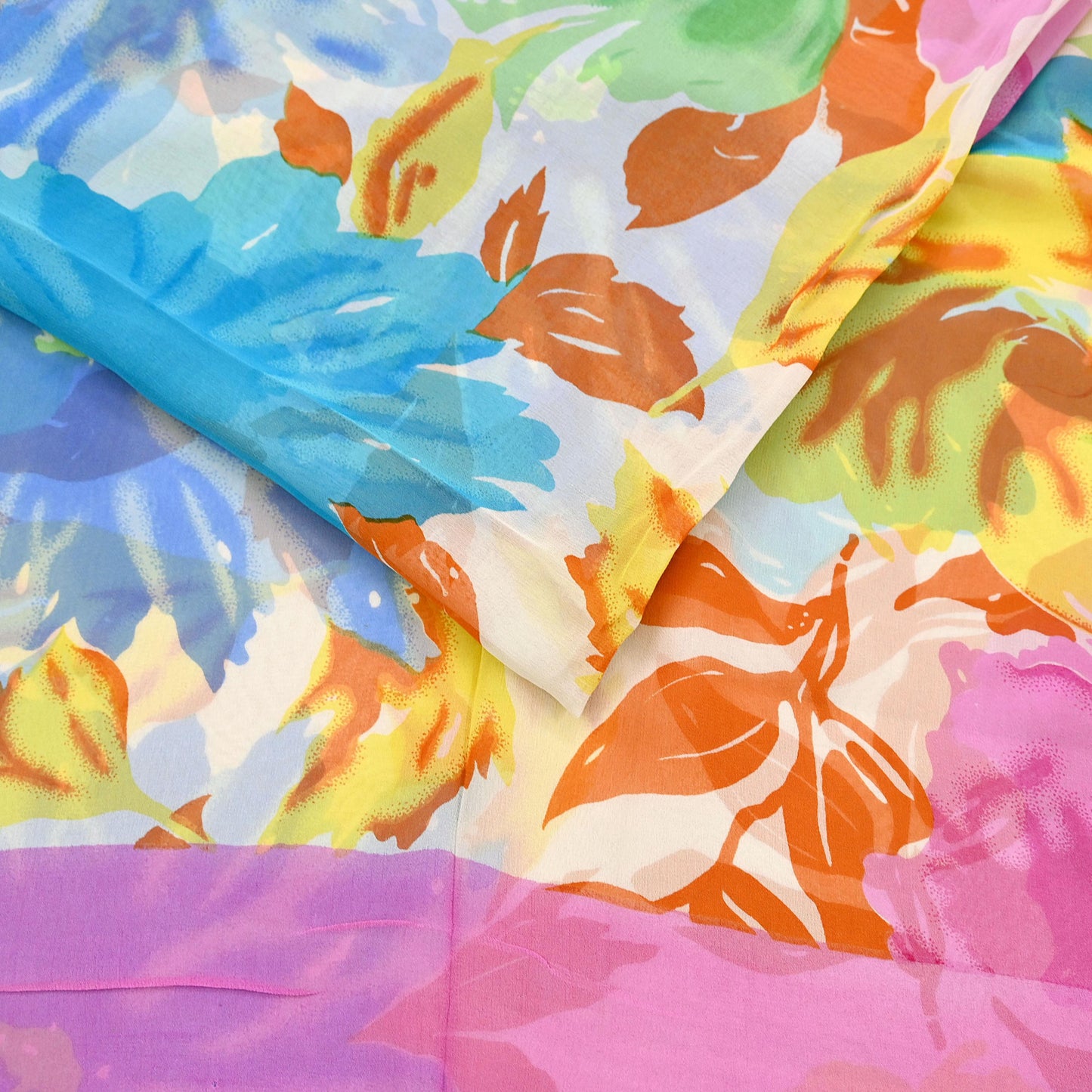 Women Vintage Sari Multi Pure Georgette Silk Printed Saree Craft Fabric Sewing 6Yard Soft Light Dress Making Floral Dress making Crafting