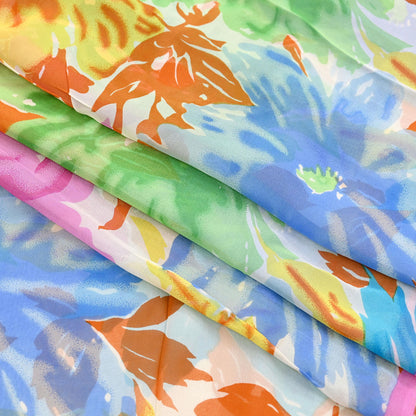 Women Vintage Sari Multi Pure Georgette Silk Printed Saree Craft Fabric Sewing 6Yard Soft Light Dress Making Floral Dress making Crafting