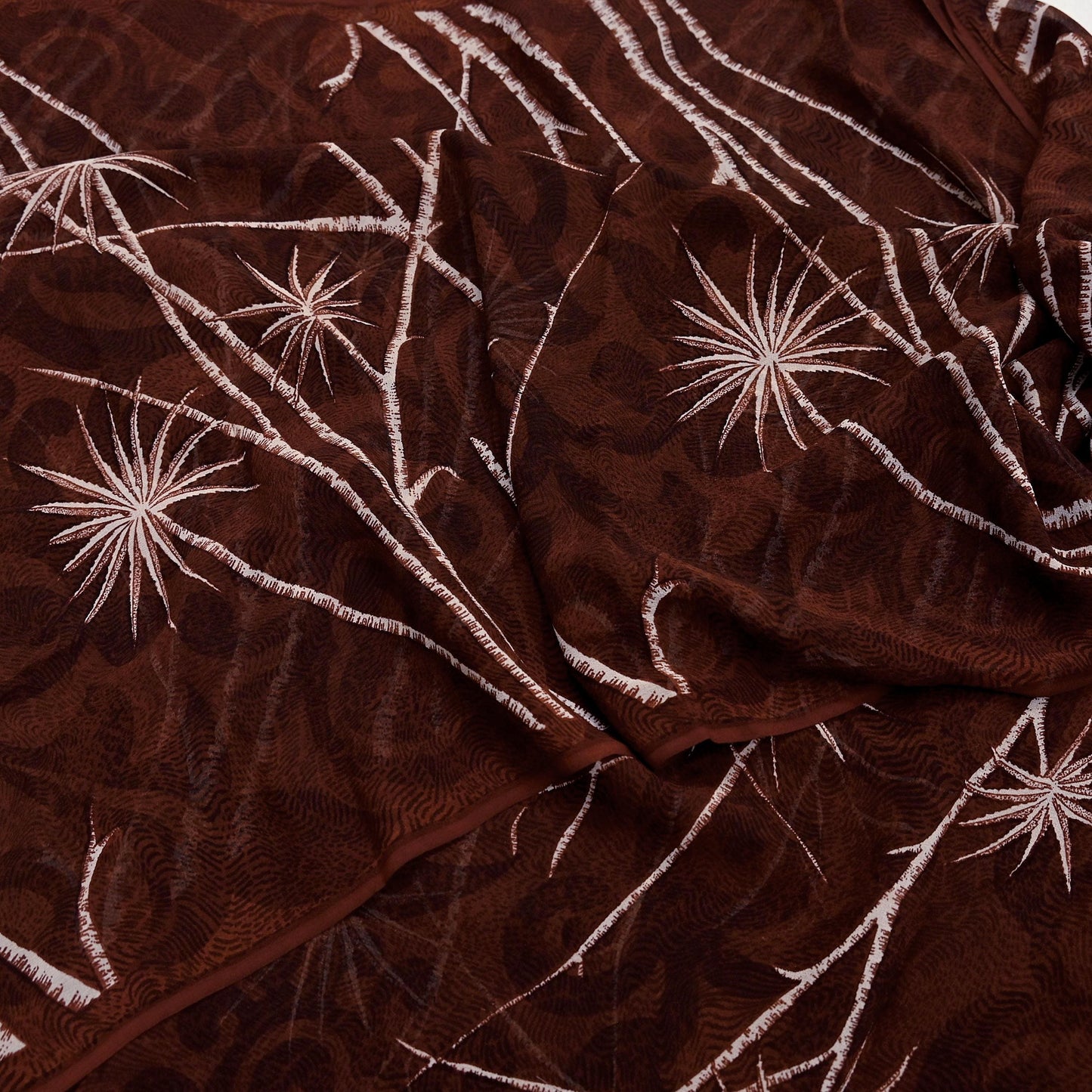 Indian Vintage Sari Maroon Pure Georgette Silk Printed Sarees 5Yd Craft Fabric Sewing Soft Light Dress Making/ Designing Quilting Crafting