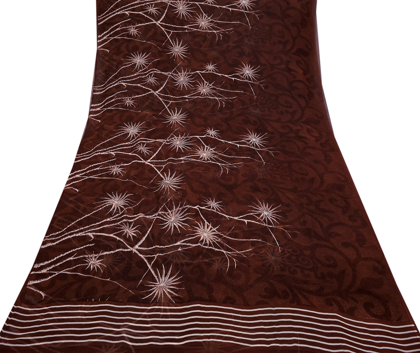 Indian Vintage Sari Maroon Pure Georgette Silk Printed Sarees 5Yd Craft Fabric Sewing Soft Light Dress Making/ Designing Quilting Crafting
