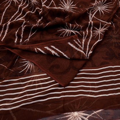 Indian Vintage Sari Maroon Pure Georgette Silk Printed Sarees 5Yd Craft Fabric Sewing Soft Light Dress Making/ Designing Quilting Crafting