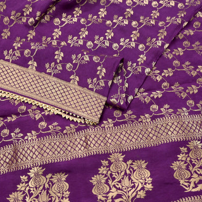 Indian Vintage Purple Dupatta Long Stole Blend silk Woven Banarasi Scarves Veil Scarf Wrap Hippie Boho Soft Floral