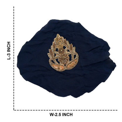 Indian Vintage Blue Pure Crepe Silk Appliques  Set of 6 | Hand-Embroidered Floral Patches with Zardozi, Dabka, Zari,for Craft, Journals