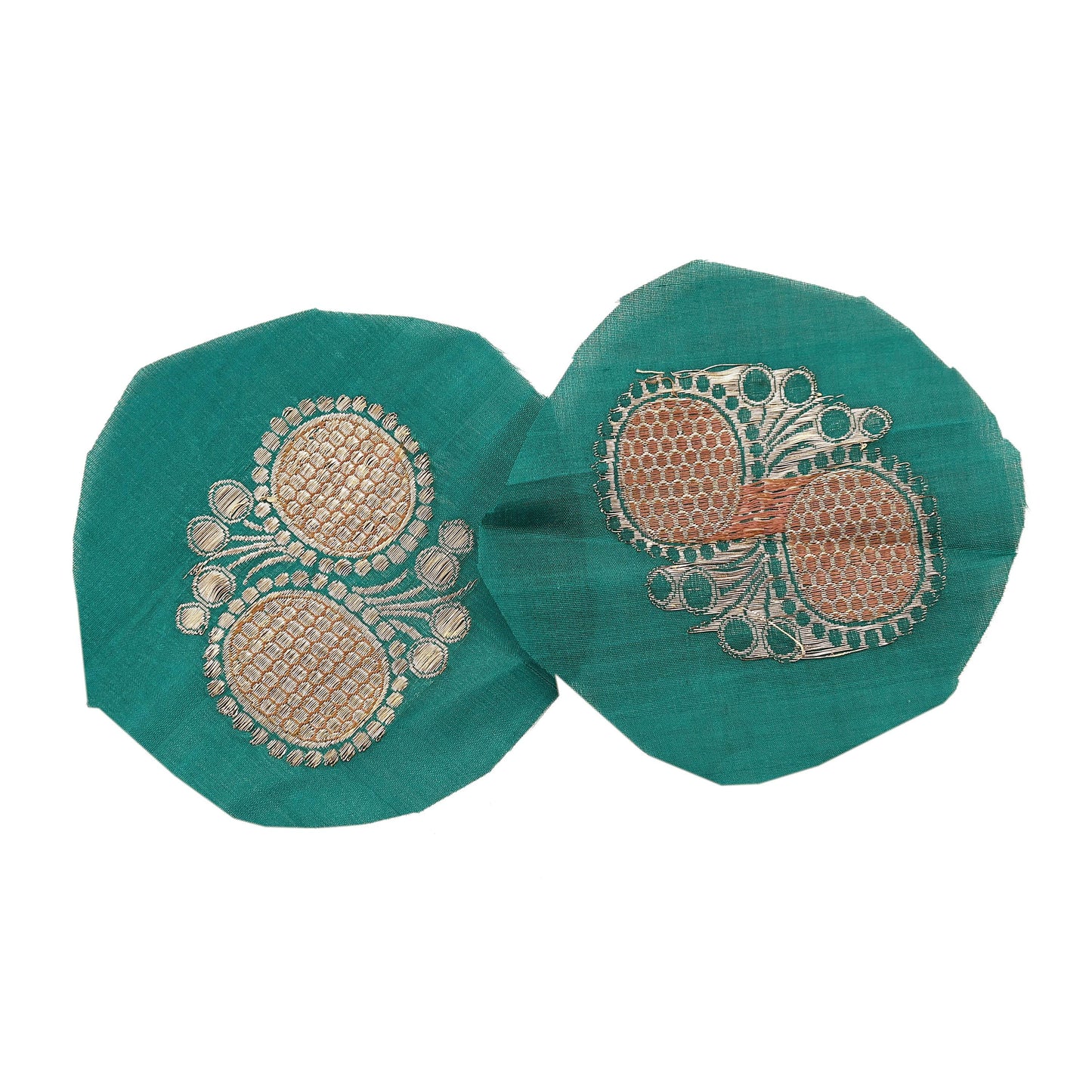 Vintage Green Pure Silk Hand Woven banarasi Rare Applique- set of 10 VERY OLD ANTIQUE  Snippets Remnants Craft Journals
