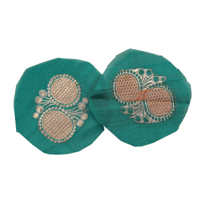 Vintage Green Pure Silk Hand Woven banarasi Rare Applique- set of 10 VERY OLD ANTIQUE  Snippets Remnants Craft Journals