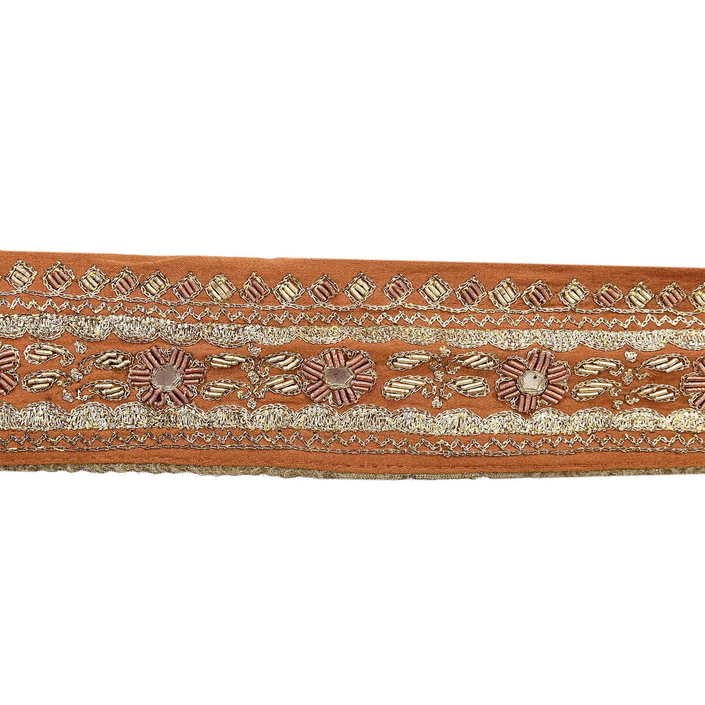 Indian Vintage Sari Border Pure Satin Silk Hand Embroidered 1yd Craft Trim Lace Sewing Sari Ribbon Recycled Dress making Zardozi