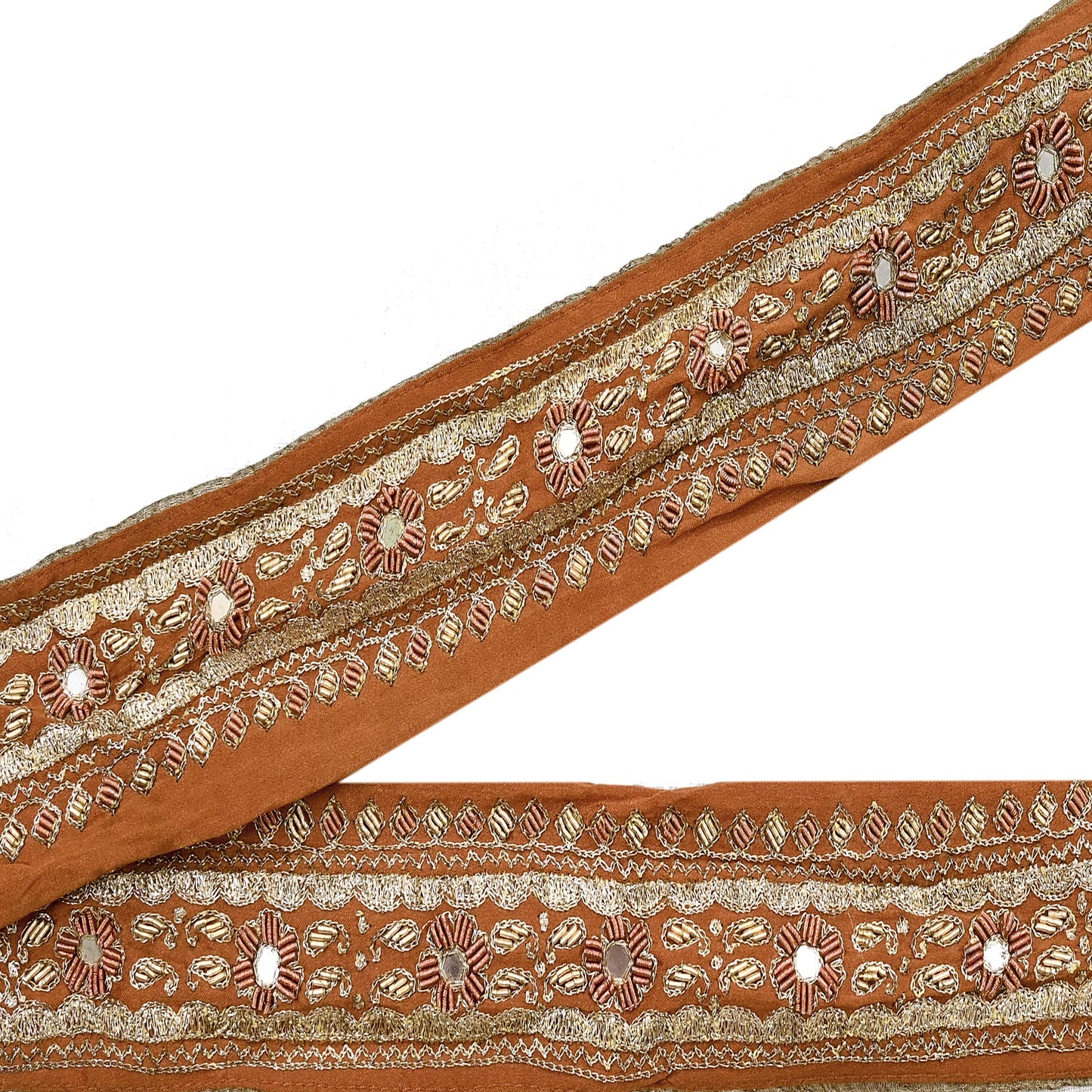 Indian Vintage Sari Border Pure Satin Silk Hand Embroidered 1yd Craft Trim Lace Sewing Sari Ribbon Recycled Dress making Zardozi