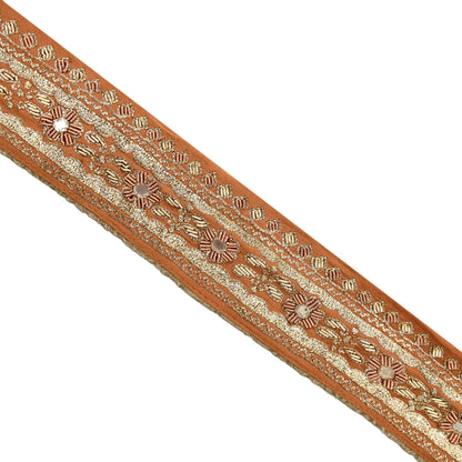 Indian Vintage Sari Border Pure Satin Silk Hand Embroidered 1yd Craft Trim Lace Sewing Sari Ribbon Recycled Dress making Zardozi